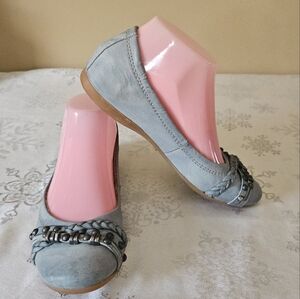 MJUS Slip On Womens Blue  Flats with Beaded Braided Detail Ballet Slipper Sz 36